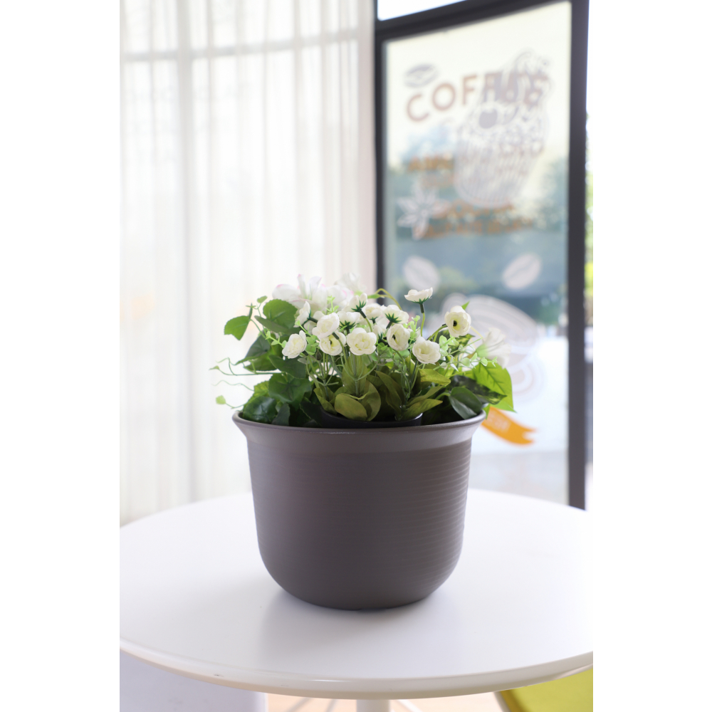 Tree  O กระถางต้นไม้ รุ่น 6PY006-GY ขนาด 30.6 x 30.6 x 21 ซม. (12นิ้ว) สีเทา