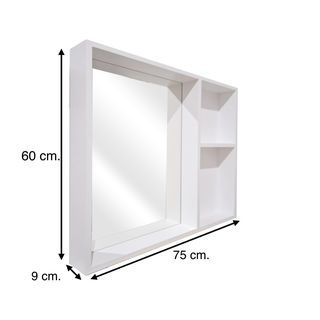 Nice กรอบกระจกเงาพร้อมชั้นวาง สีขาว