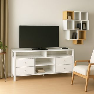 DELICATO ชั้นวางทีวี รุ่นออสติน ขนาด152.6x39x76 ซม. สีขาว