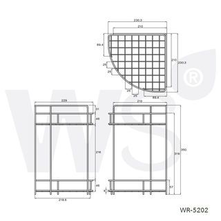 ชั้นวางของเข้ามุม  2 ชั้น WR-5202 สแตนเลส