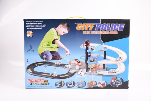 TOYS ของเล่นชุดรางรถตำรวจและเฮลิคอปเตอร์พร้อมอุปกรณ์#255(53x35x8ซม.)