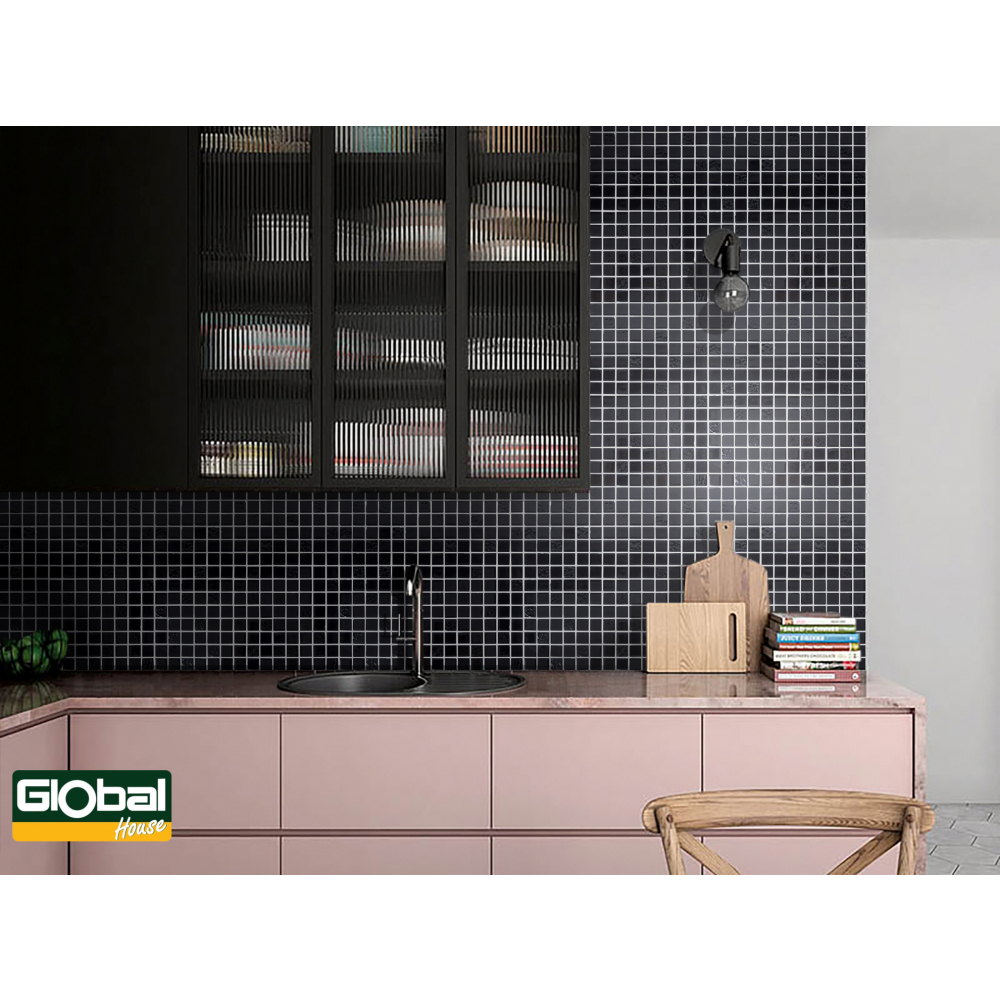 Marbella โมเสคแก้ว 30x30x0.4ซม. รุ่นเทอร์รี่ G03014BL สีดำ