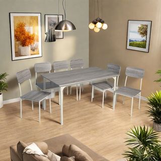DELICATO ชุดโต๊ะอาหาร 6 ที่นั่ง รุ่น Nana โต๊ะ:140X80X76ซม. เก้าอี้:42x48x87ซม. สีไม้ธรรมชาติ