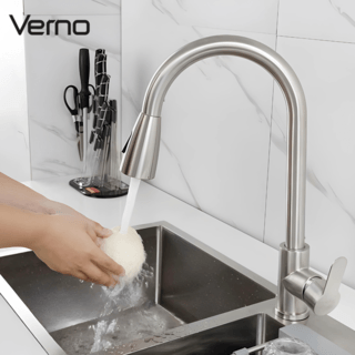 Verno ก๊อกอ่างล้างจานสแตนเลส304 แบบเคาน์เตอร์  รุ่น กรีซ 95501 ขนาด 23x52x5ซม. สีเงิน