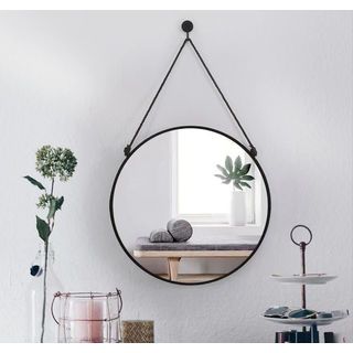 Nice กระจกทรงกลมพร้อมสายแขวน รุ่น เบลว่า-แบล็ค ขนาด 40x40 ซม. สีดำ