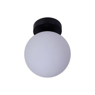 EILON โคมติดผนังทรงกลม ขั้ว E14 รุ่น GDD-8767 ฐานสีดำ โคมสีขาวขุ่น