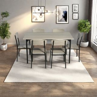 Delicato ชุดโต๊ะอาหาร 6 ที่นั่ง รุ่น Kuro โต๊ะ:140X80X76ซม. เก้าอี้:44x45x82.4ซม. สีน้ำตาลเข้ม