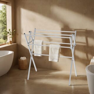 SAKU ราวพาดผ้าอลูมิเนียม พับได้ 6 เส้น  รุ่น DY1239 ขนาด 42.7x78.30x82.25 ซม. สีเงิน