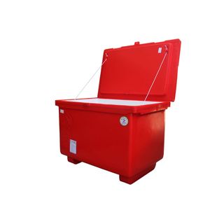 S&P ถังแช่ ขาสูง บานพับมือจับ 200 ลิตร สีแดง