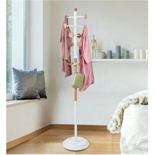 SAKU ที่แขวนหมวกและเสื้อ รุ่น 155101 ขนาด 36X36X175.5 ซม. สีขาว-ไม้ไผ่