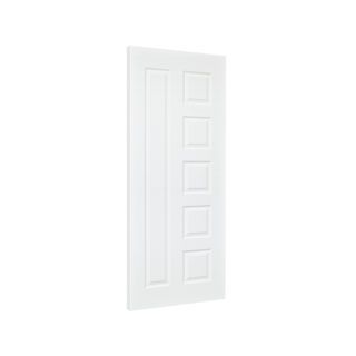 HOLZTUR ประตู HDF ลูกฟัก รุ่น 604 ชวนชม ขนาด 80x200 ซม. สีรองพื้นขาว (ไม่เจาะลูกบิด)
