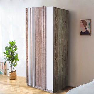 DELICATO ตู้เสื้อผ้า 3 บาน รุ่น อปาเช่ ขนาด 120x55x200  ซม. สีทูโทนน้ำตาล/ขาว
