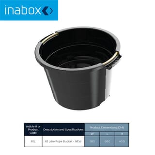INABOX กะละมังกลมหูเชือก พลาสติก Forte N15750-65L ขนาด 61x39.5x59 cm. สีดำ
