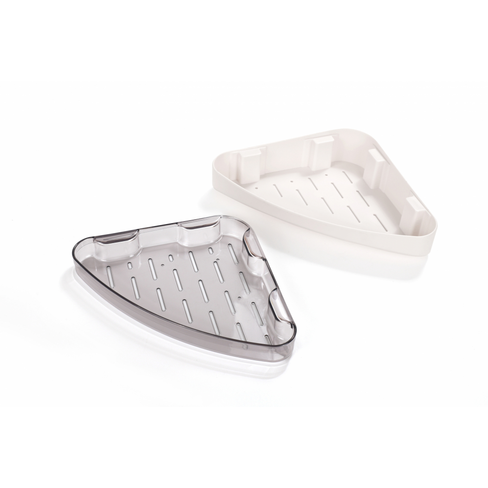 Primo ชั้นวางของพลาสติกเข้ามุม 24x24cm. รุ่น DLQG003-CG สีเทาใส