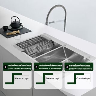 CLOSE อ่างล้างจาน 2 หลุมไม่มีที่พัก SS304 100x50x22 ซม. ATHENS-100