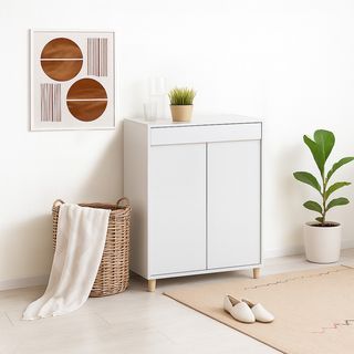 DELICATO ตู้รองเท้า รุ่นออสโล ขนาด 80x39.4x105 ซม. สีขาว