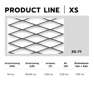 ปืนใหญ่ ตะแกรงเหล็กฉีก XS-71 ขนาด 4x8ฟุต สีดำ