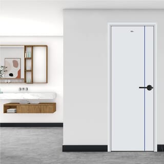 WELLINGTAN ประตู UPVC บานทึบเซาะร่อง รุ่นHTG170180 ขนาด 70x180ซม. สีขาว เจาะรูลูกบิด