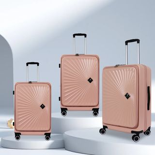 WETZLARS กระเป๋าเดินทาง ขนาด 20 นิ้ว พร้อมช่องใส่ของด้านหน้า รุ่น Blossom-01 ขนาด 21x33x50 ซม. สีชมพูทะเล