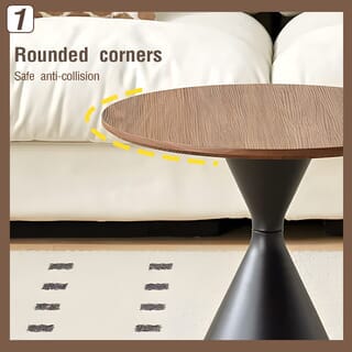 (1/2)DELICATO โต๊ะกาแฟลายไม้ ขนาด 60x60x50 ซม. รุ่น Moshi สีดำ