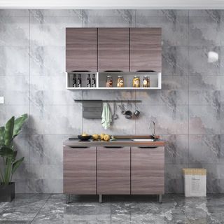 CLOSE ตู้ซิ้งค์หน้าบานกระจก 50×120×82ซม. MONSTERA S-120 สีไม้ธรรมชาติ