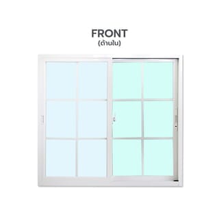 WELLINGTAN หน้าต่างอะลูมิเนียมลายกริด บานเลื่อน SS G-WGW1211 120x110ซม. สีขาว พร้อมมุ้ง