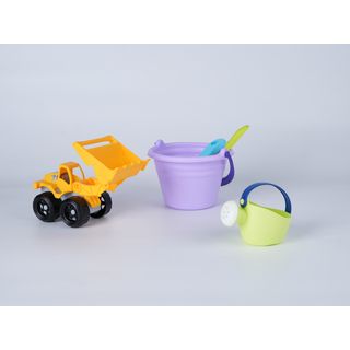 TOYS ของเล่นชุดรถแบคโฮชายหาดและอุปกรณ์ 7 ชิ้น รุ่น HG-1229 ขนาด 18x17x22 ซม. คละสี