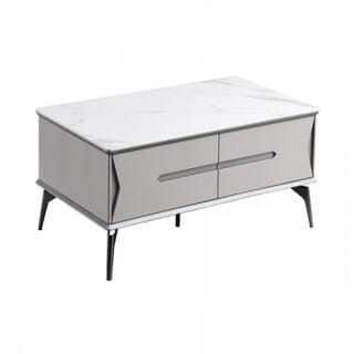 DELICATO โต๊ะกลางหน้าท็อปหินอ่อน รุ่น TARO ขนาด 130x70x42 ซม. สีเทาอ่อน