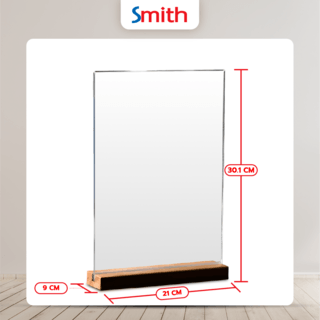 SMITH ป้ายอะคริลิคฐานไม้ A4 แนวตั้ง SH-A4SW ขนาด 21x30.1cm