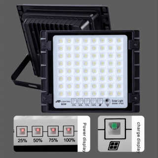 JD โคมไฟสปอร์ตไลท์โซลาร์เซลล์ 60W พร้อมรีโมท รุ่นJTGD-8860D แสงเดย์ไลท์