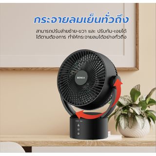 BENKA พัดลมตั้งโต๊ะชาร์จไฟแบบพกพา ขนาด 9 นิ้ว รุ่น KN-L2829 สีดำ