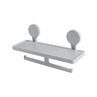 Primo หิ้งวางของ พร้อมที่แขวนกระดาษชำระ 2 แกน พลาสติก รุ่น Ash-05 ขนาด 11x32x17 ซม. สีเทา