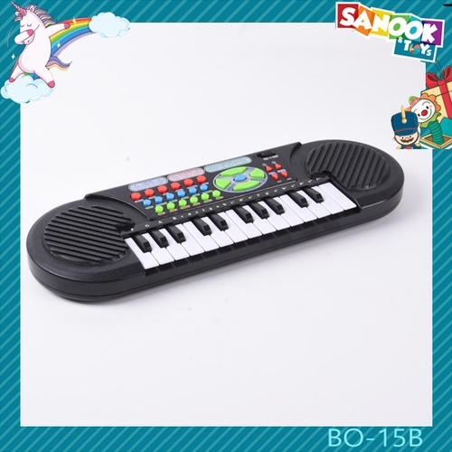 TOYS ของเล่นเปียโนคีย์บอร์ดไฟฟ้าพร้อมไมโครโฟน#BO-15B ขนาด 46x22x5 ซม.สีดำ