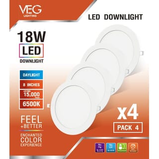 V.E.G.lighting ดาวน์ไลท์ LED แบบฝังหน้ากลม 8 นิ้ว 18W รุ่นTP-CDW-18DL-4V แสงเดย์ไลท์ (แพ็ก 4 ชิ้น)