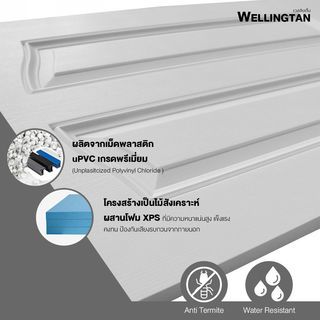 WELLINGTAN ประตูภายนอก UPVC บานทึบ 4ฟัก รุ่น UPVC-WE004 ขนาด 80x200ซม. สีขาว (ไม่เจาะลูกบิด)