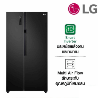 LG ตู้เย็น Side by side รุ่น GC-B187JBAM ขนาด 18Q สีดำ