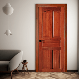 GREATWOOD ประตูไม้มะฮอกกานีบานทึบ 5ฟัก MYS-MD8 (5P)สีวอลนัท 80x200ซม.