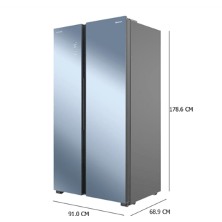 HISENSE ตู้เย็น SBS ขนาด 21.7Q รุ่น RS808N4TBMU สีเงาดำ