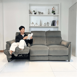 Relax studio โซฟาหนังสังเคราะห์ปรับระดับไฟฟ้า 3 ที่นั่ง ขนาด 205x98-156x100 ซม. รุ่น Orchard  สีเขียวอมเทา