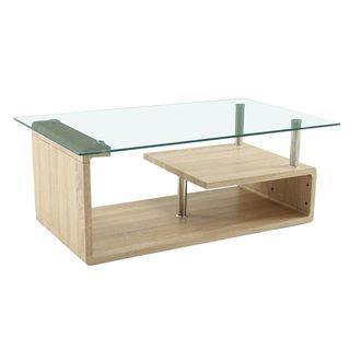 (1/2)DELICATO โต๊ะกลางหน้ากระจก รุ่น Glacia  ขนาด65x110x42 ซม.  สีไม้ธรรมชาติ