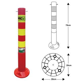 PRO-TX เสาจราจร PVC รุ่น DTRS252 สีส้ม แถบสะท้อนแสงสีเหลือง ขนาด 75x20 ซม.