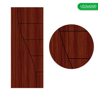 LEOWOOD ประตูไม้เคลือบเมลามีน DoorX Gold ลาย 2 ขนาด 80x200 ซม. สีมะฮอกกานี