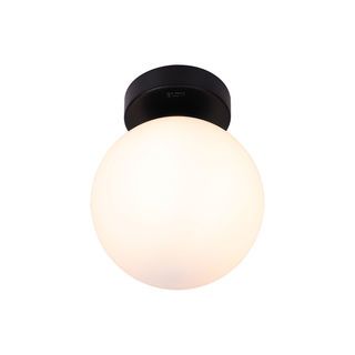 EILON โคมติดผนังทรงกลม ขั้ว E14 รุ่น GDD-8767 ฐานสีดำ โคมสีขาวขุ่น