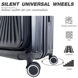 WETZLARS กระเป๋าเดินทาง ขนาด 24 นิ้ว พร้อมช่องใส่ของด้านหน้า รุ่น Blossom-02 ขนาด 25x42x60 ซม. สีดำมิดไนท์