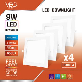 V.E.G.lighting ดาวน์ไลท์ LED แบบฝังหน้าเหลี่ยม 5 นิ้ว 9W รุ่นTP-SDW-9DL-4V แสงเดย์ไลท์ (แพ็ก 4 ชิ้น)