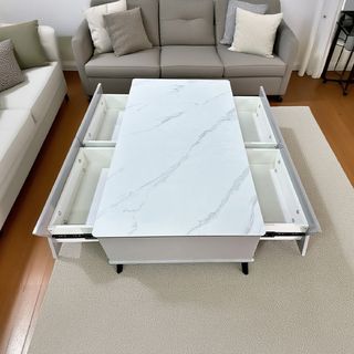 DELICATO โต๊ะกลางหน้าท็อปหินอ่อน รุ่น TARO ขนาด 130x70x42 ซม. สีเทาอ่อน