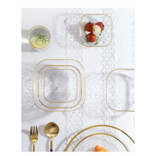 ADAMAS ถ้วยแก้วทรงเหลี่ยมขอบทอง 4นิ้ว JORINA-G