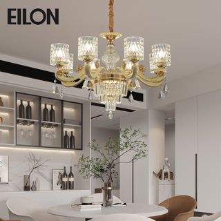 EILON โคมไฟแขวนคริสตัล 8 ช่อ 60W ขนาด D80*50cm รุุ่น MD8665/8 สีขาว