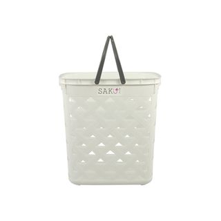 SAKU ตะกร้าลายหนัง รุ่น FT-503/A ขนาด 42x35x44 ซม. สีขาว (หูเทา)