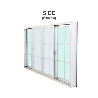 WELLINGTAN หน้าต่างอะลูมิเนียมลายกริด บานเลื่อน FSSF G-WGW2411 240x110ซม. สีขาว พร้อมมุ้ง
